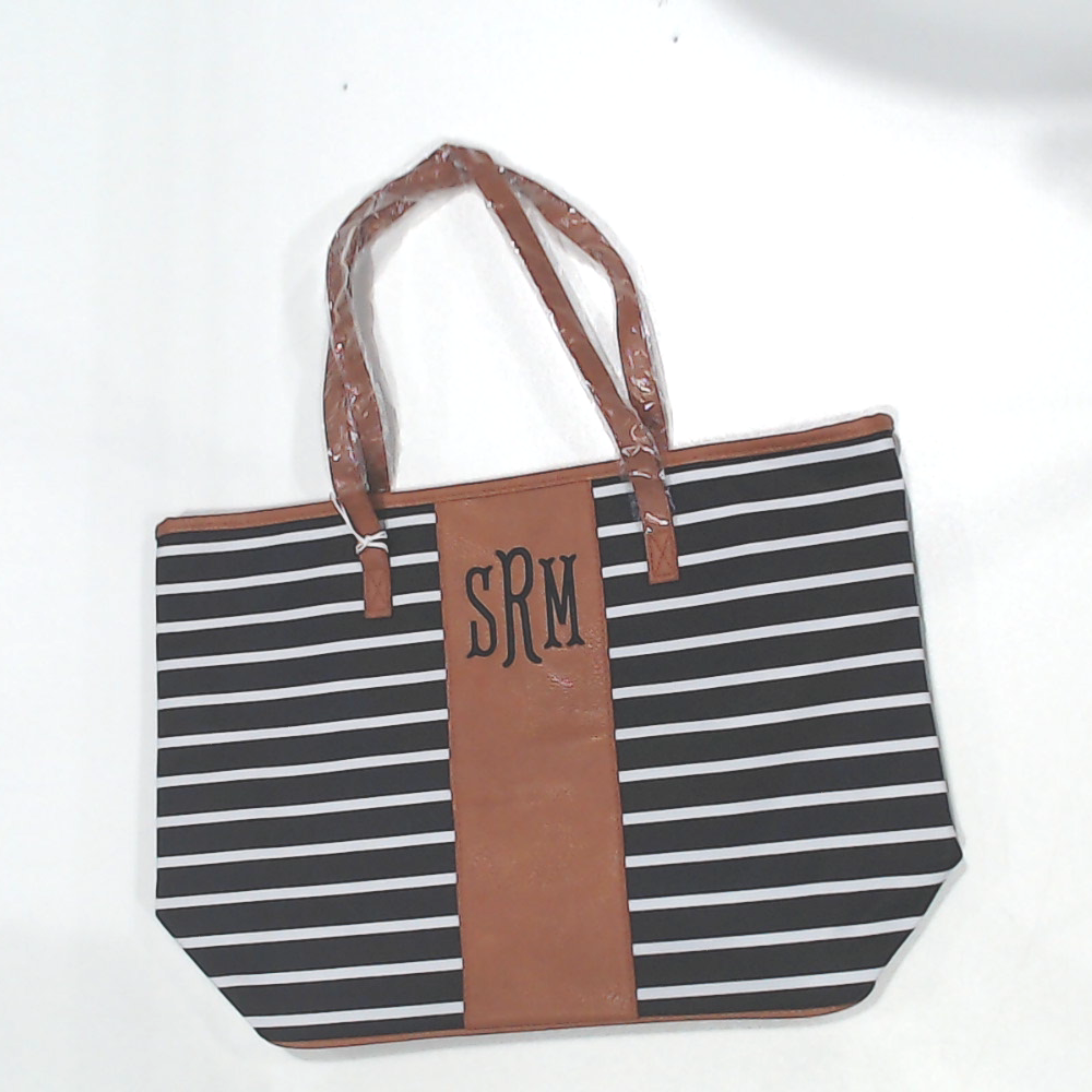 BLOOPER BAG: Monogrammed Striped Tote Bag