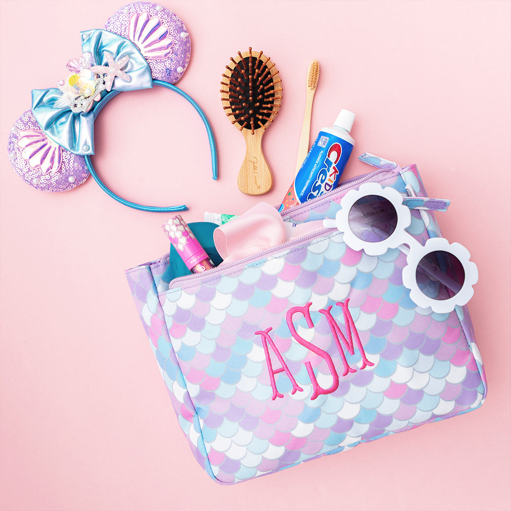 Mermaid magic essentials pouch flatlay