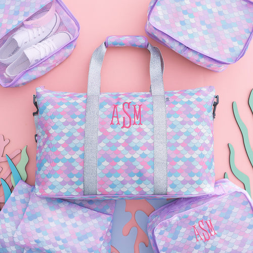 mermaid magic monogrammed weekend bags and packing bag sets