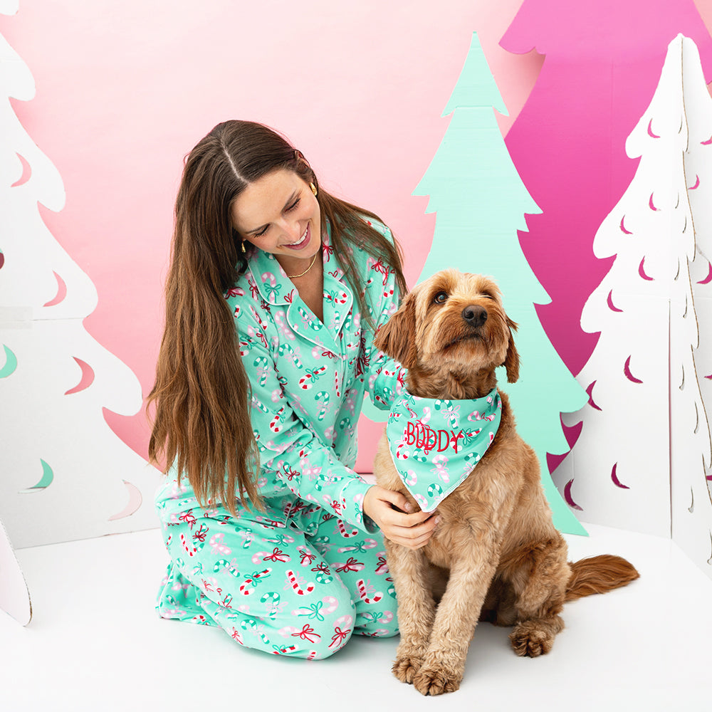 merry mint dog bandana with softpsun pajama set
