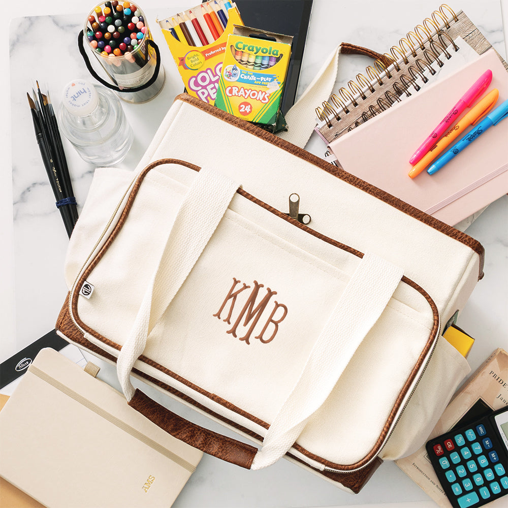 Tote caddy with art supplies spill shot
