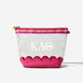 Kappa Alpha Theta Scalloped Clear Cosmetic Case | Hot Pink