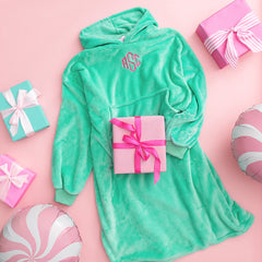 mint monogrammed xl blanket hoodie with present 