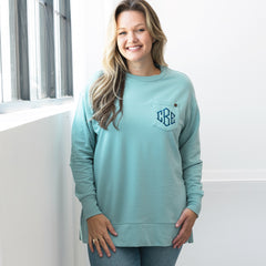 mist crewneck sweatshirt on emily