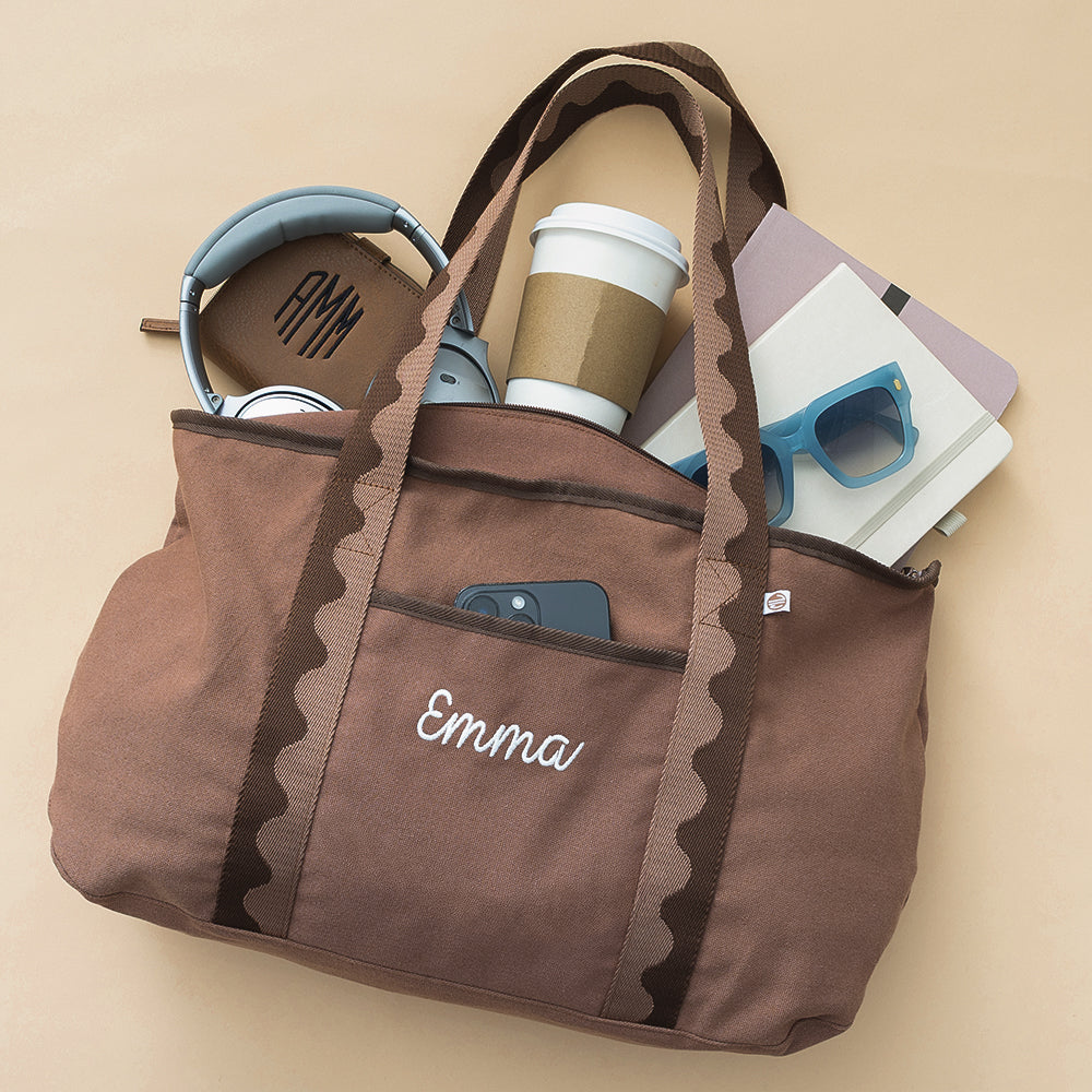 mocha anywhere tote flatlay