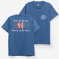 monogrammed america t-shirt in light navy
