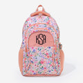 monogrammed backpack in coral floral
