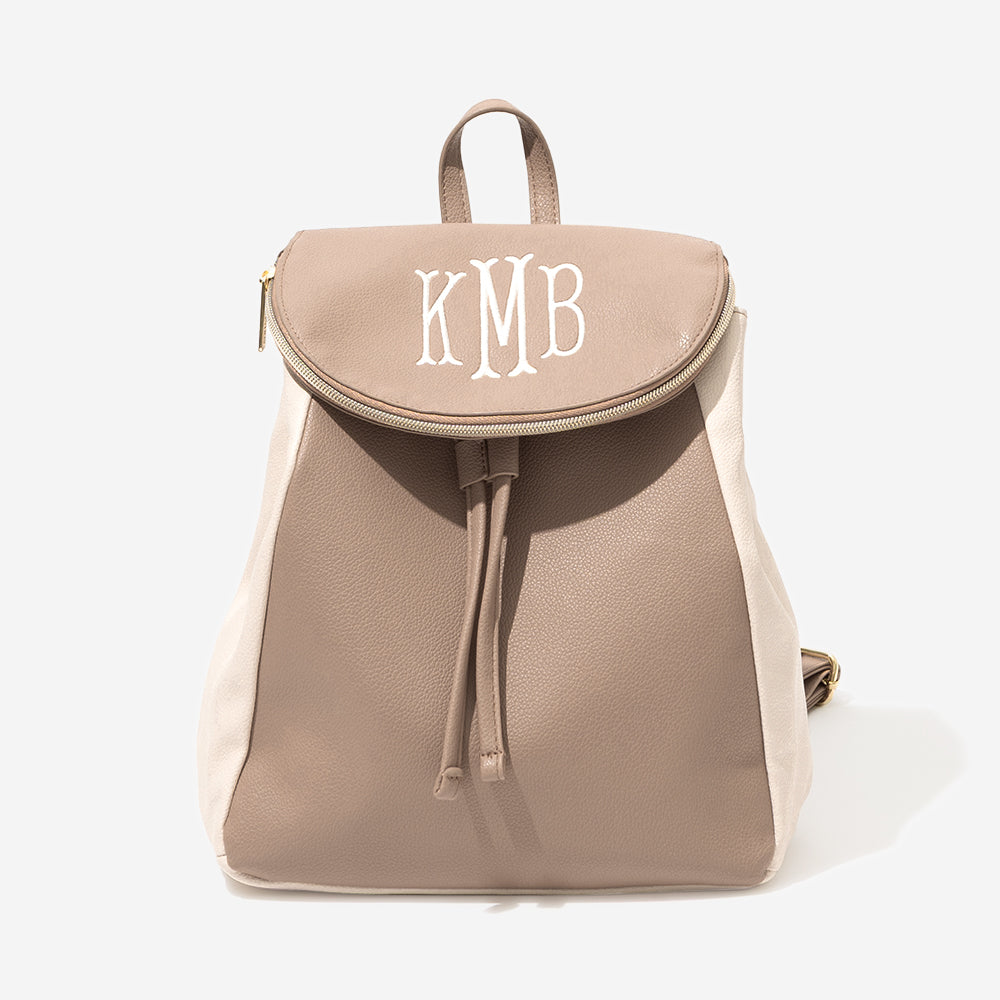 Monogrammed Backpack Purse | Taupe