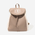 monogrammed backpack purse in taupe