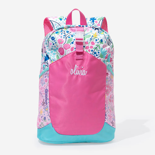 monogrammed basic backpack in flower power 