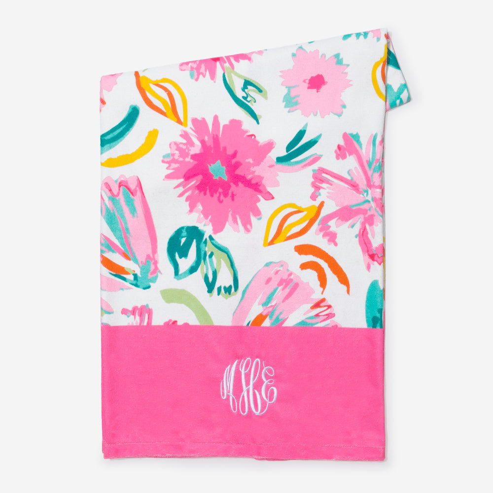 monogrammed beach towel in painted petals india 2026