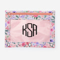 monogrammed binder pencil pouch in coral floral