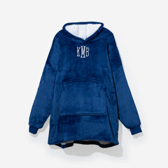 monogrammed blanket hoodie in blue