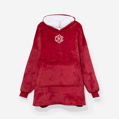 monogrammed blanket hoodie in crimson