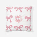 monogrammed bow pillow sham with baby  pink monogram
