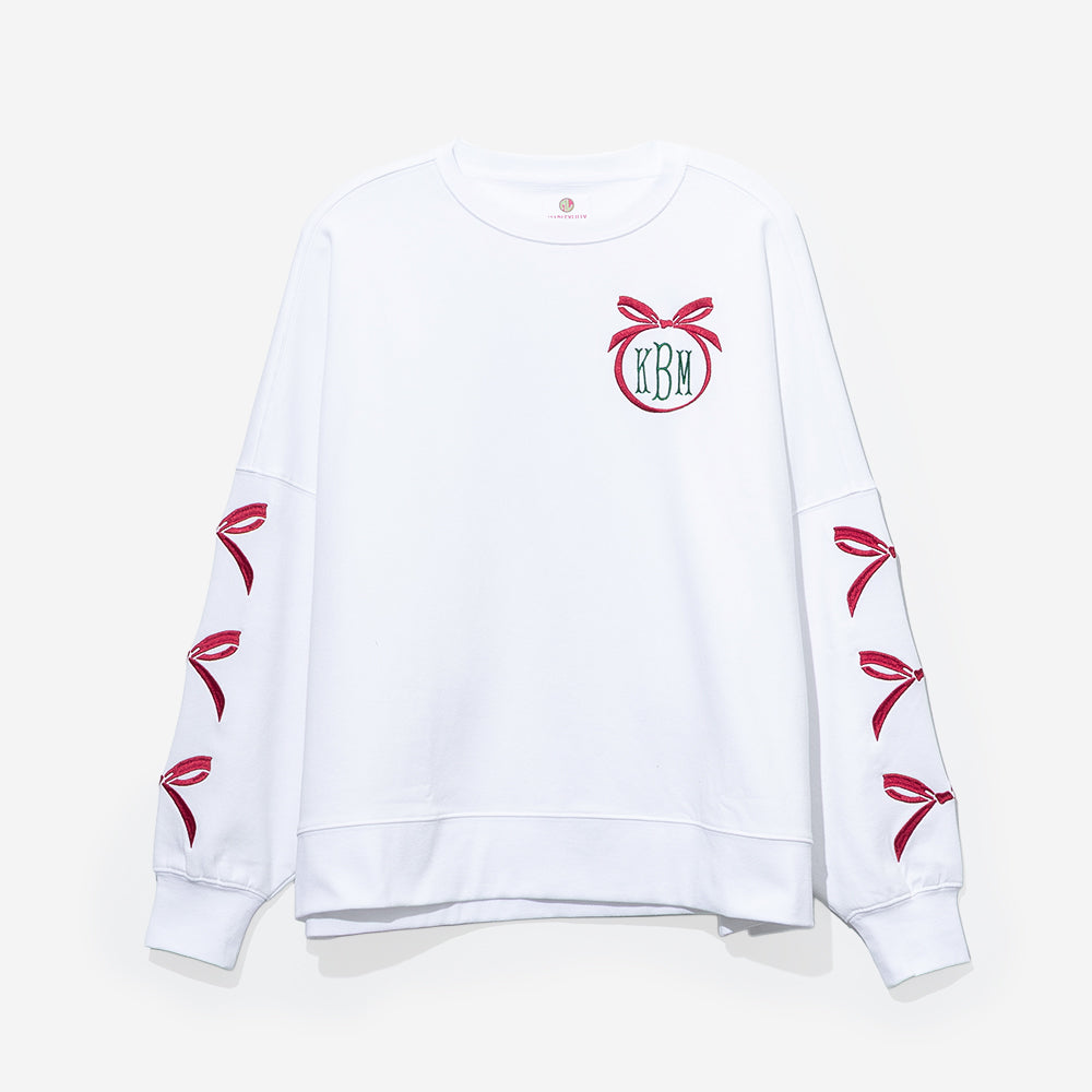 monogrammed christmas bow Sweatshirt in white