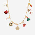 monogrammed christmas charm necklace in red and green 