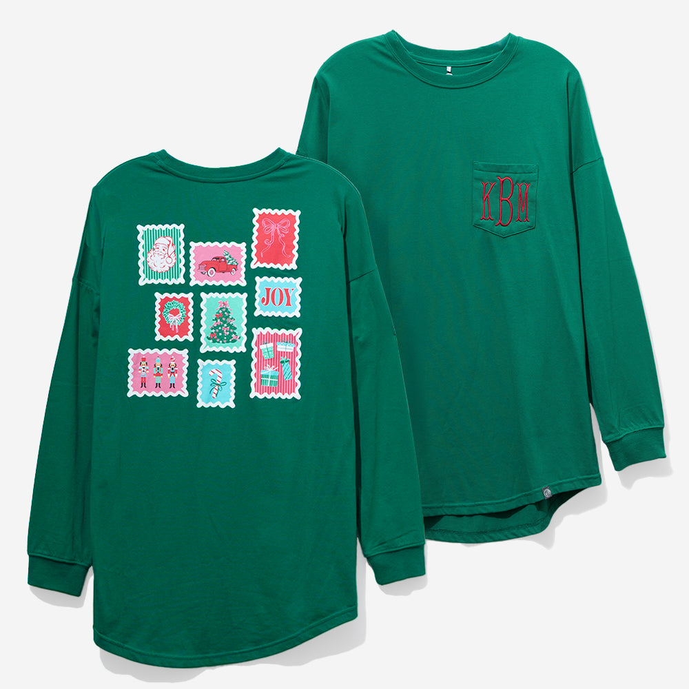 monogrammed christmas t-shirt in green