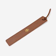 monogrammed classic bookmark in brown
