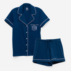monogrammed classic sleep set in navy FA26