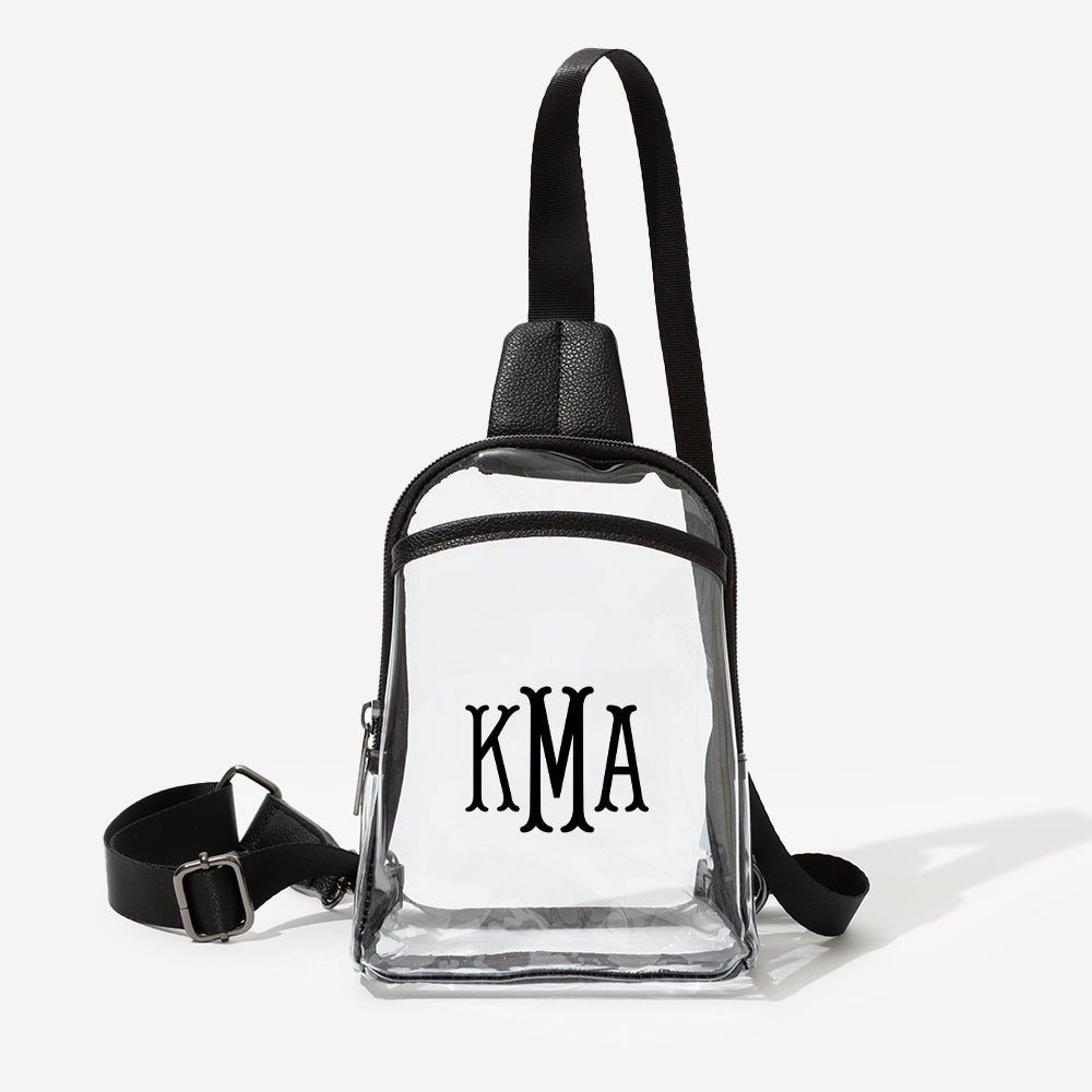 Monogrammed Clear Sling Bag | Black