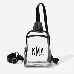 Monogrammed Clear Sling Bag | Black