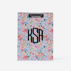 monogrammed clipboard in coral floral