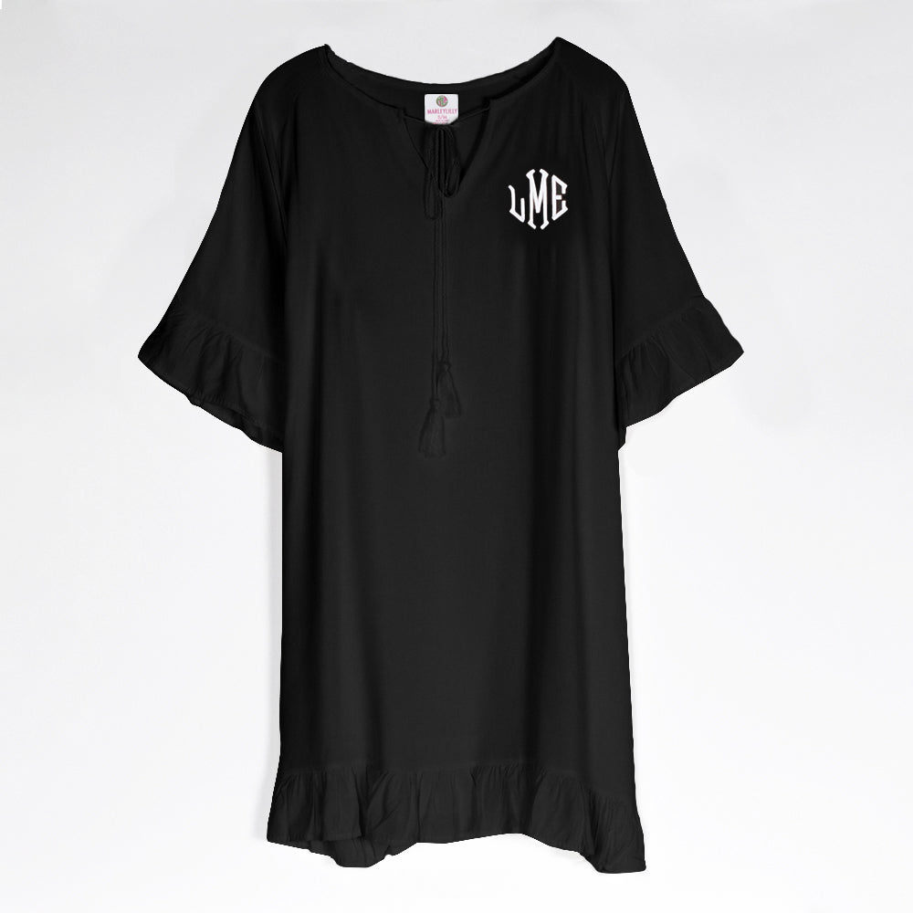 monogrammed cover up in black
