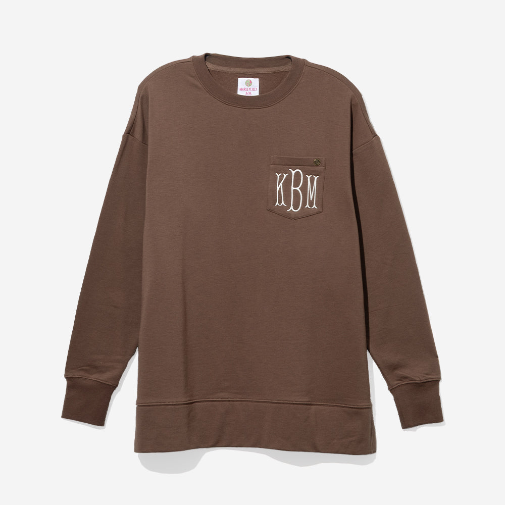 monogrammed crewneck sweatshirt in brown