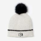 Monogrammed Embroidered Edge Beanie | Ivory/Black