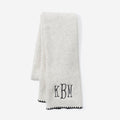 monogrammed embroidered edge scarf-in ivory and black