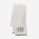 Monogrammed Embroidered Edge Scarf | Ivory/Black