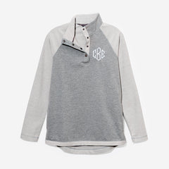 monogrammed essential pullover in heathered gray