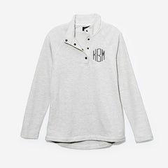 monogrammed essential pullover in heathered ivory