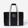 monogrammed extra large tote bag in black ditsy diamond