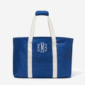 monogrammed extra large tote bag in blue 