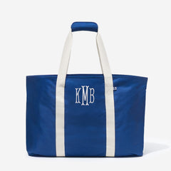 monogrammed extra large tote bag in blue 