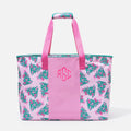 monogrammed extra large tote bag in pink christmas tree 