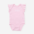 Pink baby onesie with 'Emma' printed on a white background