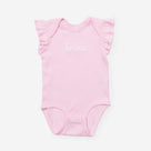 Monogrammed Flutter Sleeve Bodysuit | Light Pink