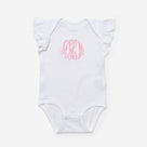 Monogrammed Flutter Sleeve Bodysuit | White
