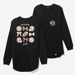 monogrammed football t-shirt in black