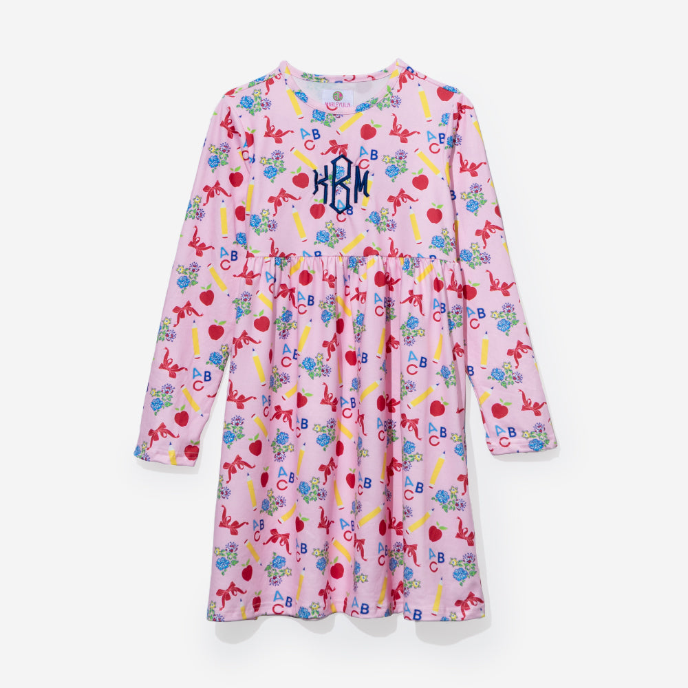 monogrammed girls twirl dress in ABC blooms 
