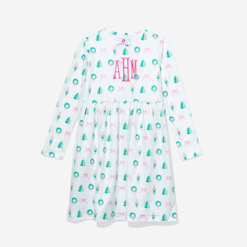 monogrammed  girls  twirl dress  in christmas favorite  things