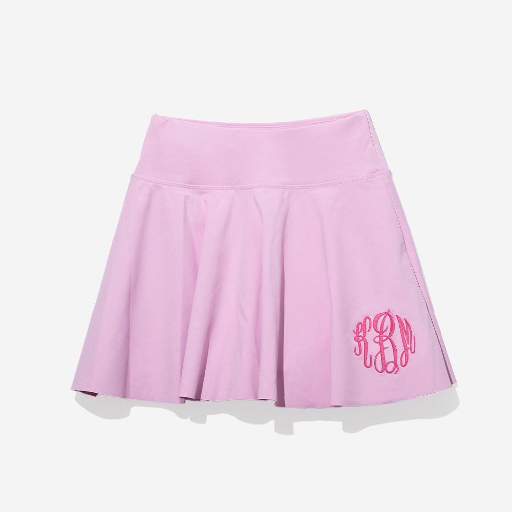 Monogrammed girls twirl skirt in light pink