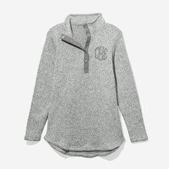 monogrammed heathered pullover tunic in heathered gray