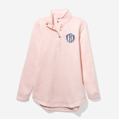 monogrammed heathered pullover tunic in light pink