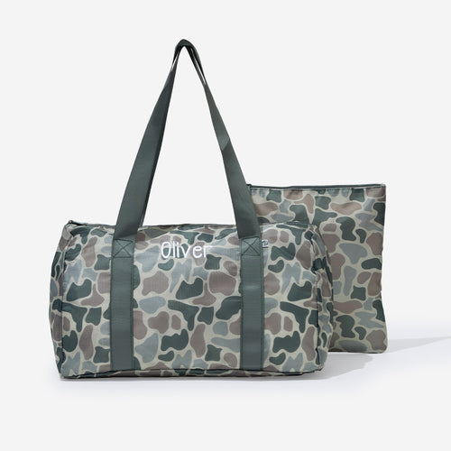 monogrammed kids activity bag in classic camo 