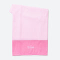 kids pink and white striped beach towel with embroidered name
