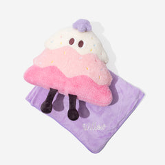 monogrammed kids blanket pillow in pink